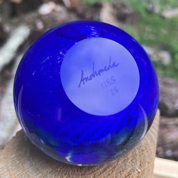 Glass Eye Studio Hand Blown Celestial Series Andromeda Art Glass Paperweight - Picture 9 of 9